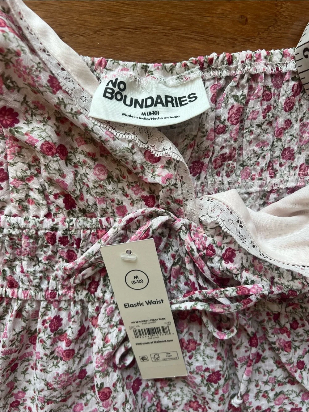 💕No Boundaries Pink Floral Lace-Trim Cami Tank-M-NWT💕